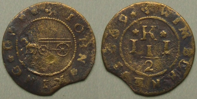 Wimborne, John King 1669 halfpenny